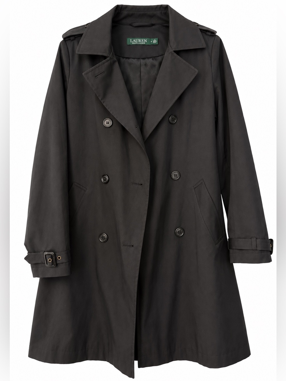 Lauren Ralph Lauren Black Double Breasted Trench Coat S